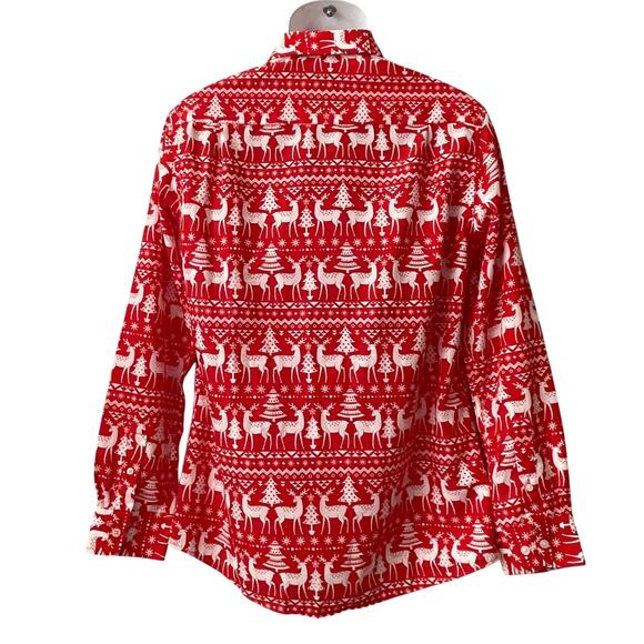 Simon Banks Reindeer Print Christmas Dress Shirt Size Medium (15.5) - Picture 2 of 4